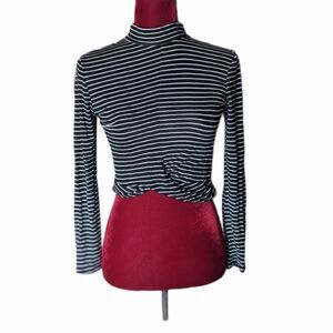 Ambiance Black and White Striped Crop Top Size Small